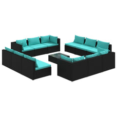 Garden Lounge Set Black