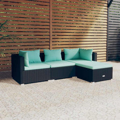 Garden Lounge Set Black PE Rattan Medium Modular