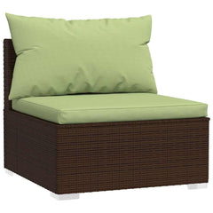 Garden Lounge Set Brown with Green Cushions