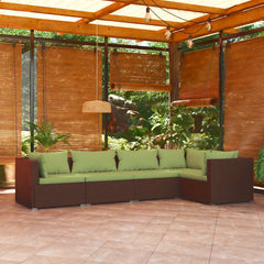Garden Lounge Set Brown PE rattan 5 Piece Modular