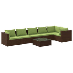 Garden Lounge Set Brown with green cushions