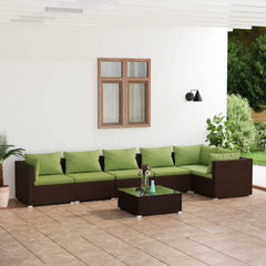 Garden Lounge Set Brown with green cushions