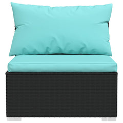 Garden Lounge Set Black, Water blue