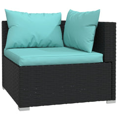 Garden Lounge Set Black and Water Blue