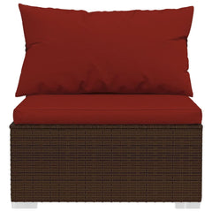 Garden Lounge Set Brown PE Rattan Large Modular