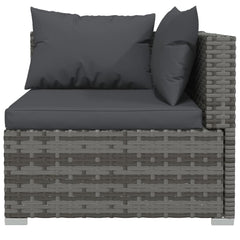 Garden Lounge Set Grey PE rattan 6-Piece Set Modular