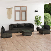 Garden Lounge Set Grey PE rattan 6-Piece Set Modular