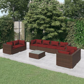 Garden Lounge Set Brown PE rattan Large Modular