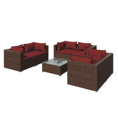 Garden Lounge Set Brown PE rattan Medium Removable Covers