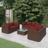 Garden Lounge Set Brown PE rattan Medium Removable Covers