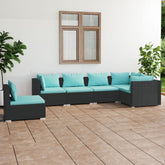 Garden Lounge Set Black PE rattan, powder-coated steel, plastic