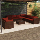 Garden Lounge Set Brown PE rattan Large Modular
