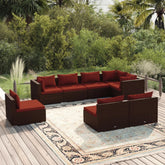 Garden Lounge Set Brown and Cinnamon Red