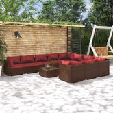 Garden Lounge Set Brown PE rattan Large Modular