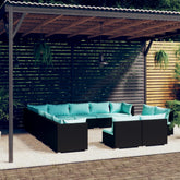 Garden Lounge Set Black PE rattan Large Modular