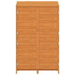 Brown solid fir wood garden shed with double doors, 40.2x20.5x68.7 inches.