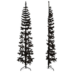 Artificial Half Christmas Tree Black PVC, Steel 82.7 in tall