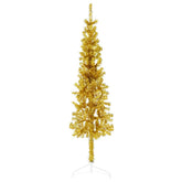 Artificial Half Christmas Tree Gold PVC, Steel Slim, Space-Saving