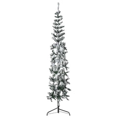 Artificial Half Christmas Tree Green and white PVC, steel