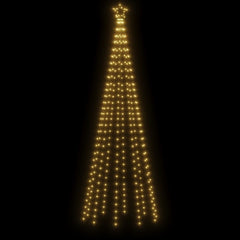 10 ft outdoor Christmas tree with 310 warm white LEDs and ground spike.
