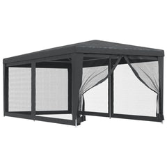 Bostome anthracite party tent with six mesh sidewalls and a spacious canopy for outdoor events.