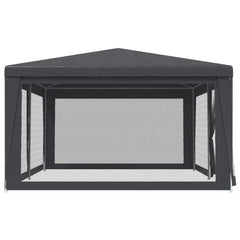 Bostome party tent with six mesh sidewalls in anthracite, measuring 19.7'x13.1'.