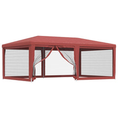 Red HDPE party tent with six mesh sidewalls, measuring 19.7'x13.1' for outdoor events.