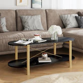 Coffee Table Black Engineered wood, Solid pine wood, Metal Regular