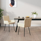 Dining Chair Set of 2 Cream Polyester, Metal, Plywood Medium