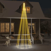 16ft flagpole Christmas tree lights with 732 warm white LEDs in a conical shape