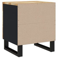 Bedside Cabinet Set of 2 Natural wood grain and black