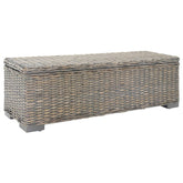 Storage Box Grey 43.3 Natural Kubu Rattan & Solid Wood Mahogany
