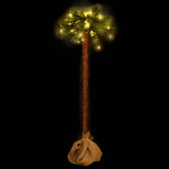 70.9" tall artificial Christmas palm tree with green branches and a brown trunk.