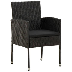 Outdoor Dining Set Black PE rattan, steel, solid acacia wood, foam
