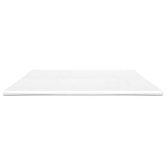 White full-size foam mattress topper, 2 inches thick, measuring 53.9 by 74.8 inches.