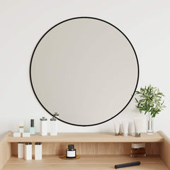Wall Mirror Black Glass 23.6 in Durable Wall Mirror Round