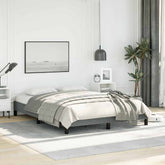 Bed Frame Dark Grey Polyester, Plywood, Engineered Wood Full Size