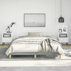 Bed Frame Light Gray Polyester Fabric, Plywood, Engineered Wood