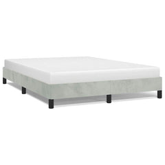 Bed Frame Light Gray Velvet, Engineered wood, Plywood Queen