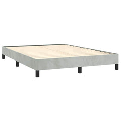 Bed Frame Light Gray Velvet, Engineered wood, Plywood Queen