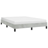 Bed Frame Light Gray Velvet, Engineered wood, Plywood Queen