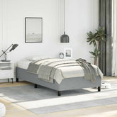 Bed Frame Light Gray Polyester, Plywood, Engineered Wood Twin XL