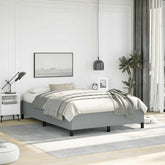 Bed Frame Light Grey Polyester, Plywood, Engineered Wood Full