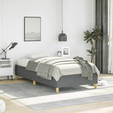 Bed Frame Dark Grey Polyester, Plywood, Engineered Wood Twin XL