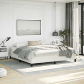 Bed Frame White Faux leather, plywood, engineered wood King
