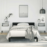 Bed Frame With Headboard Black Faux leather, plywood, engineered wood