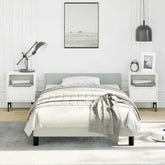 Bed Frame With Headboard Light grey Velvet, Plywood, Engineered wood