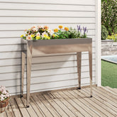 Garden Planter Metallic silver Galvanized steel Tall