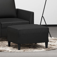 Footstool Black Faux leather 23.6 x 19.7 x 16.1 in Stylish