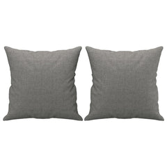 Two dark gray square throw pillows made of polyester fabric, measuring 15.7 inches each.